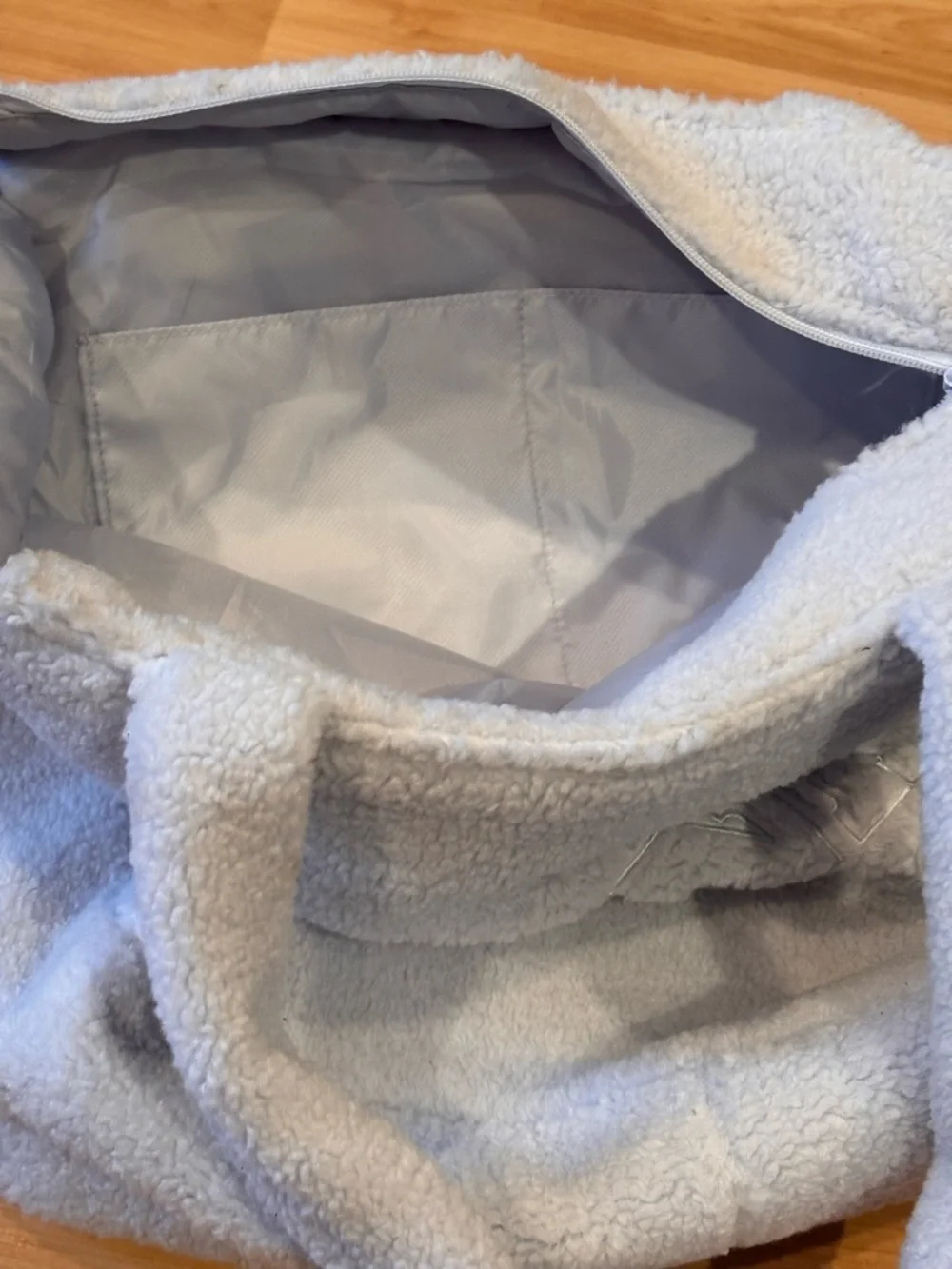PINK Victoria's Secret Plush Sherpa‎ Tote in  Light Cloud Blue
